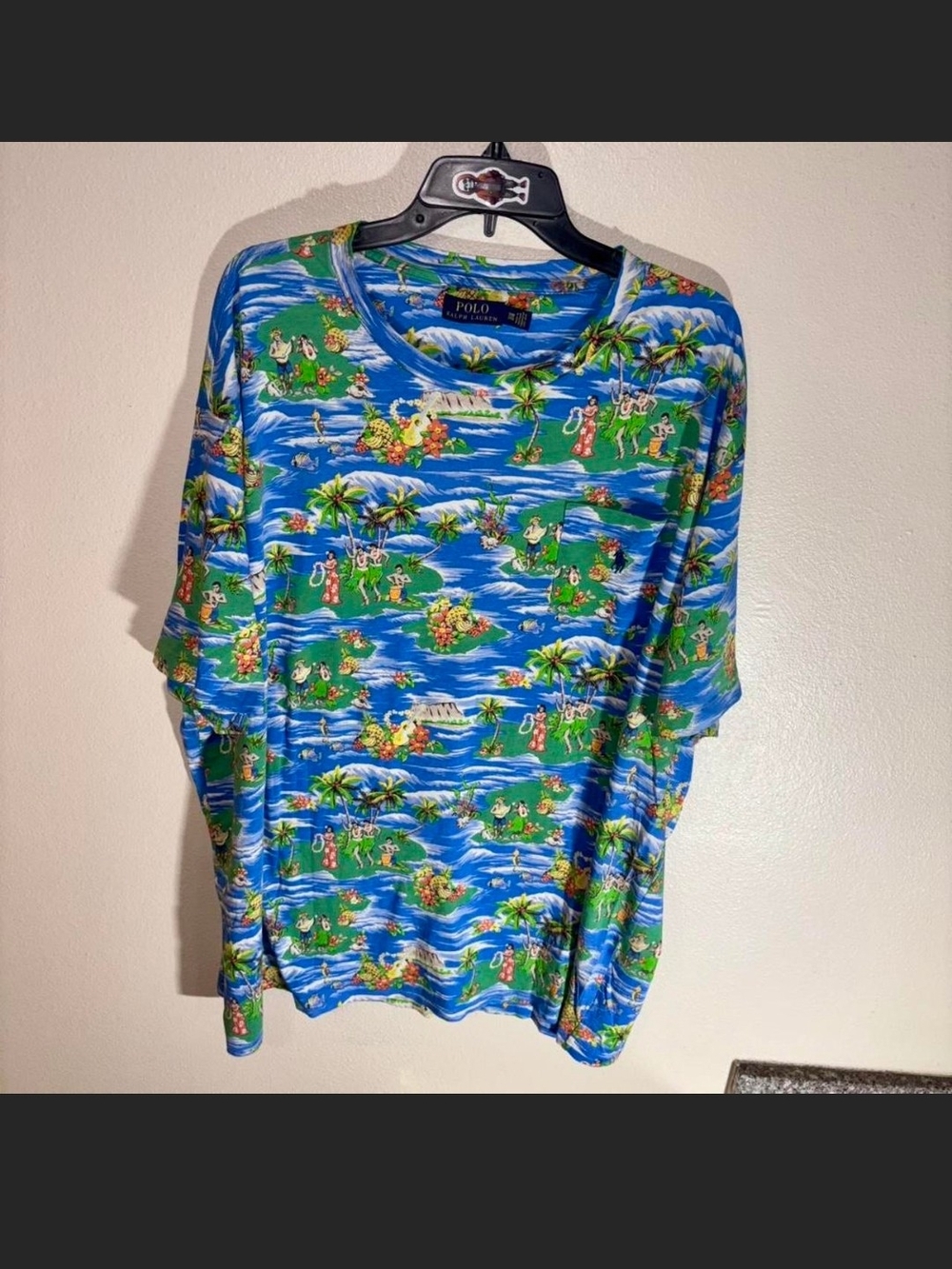 Ralph Lauren Blue & Green Hawaiian Print Short Sleeve Shirt
